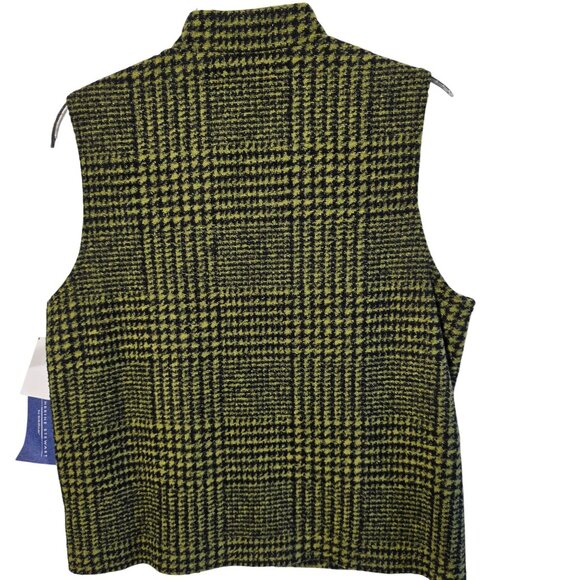 Y2k Womens Small Plaid Zip Vest Green Autumn Earthy Natural New USA - Picture 3 of 7